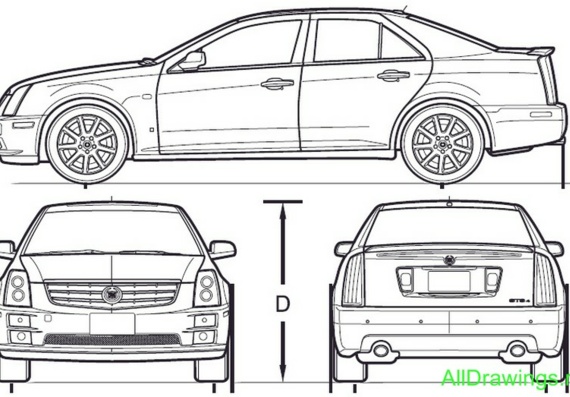 Cadillac STS (2006) (Cadillac of STS (2006)) are drawings of the car